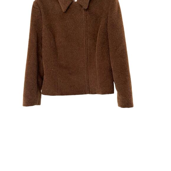 Peruvian Connection Brown Preppy Basic Classic Alpaca Wool Bomber Jacket Size 12 - Picture 4 of 9